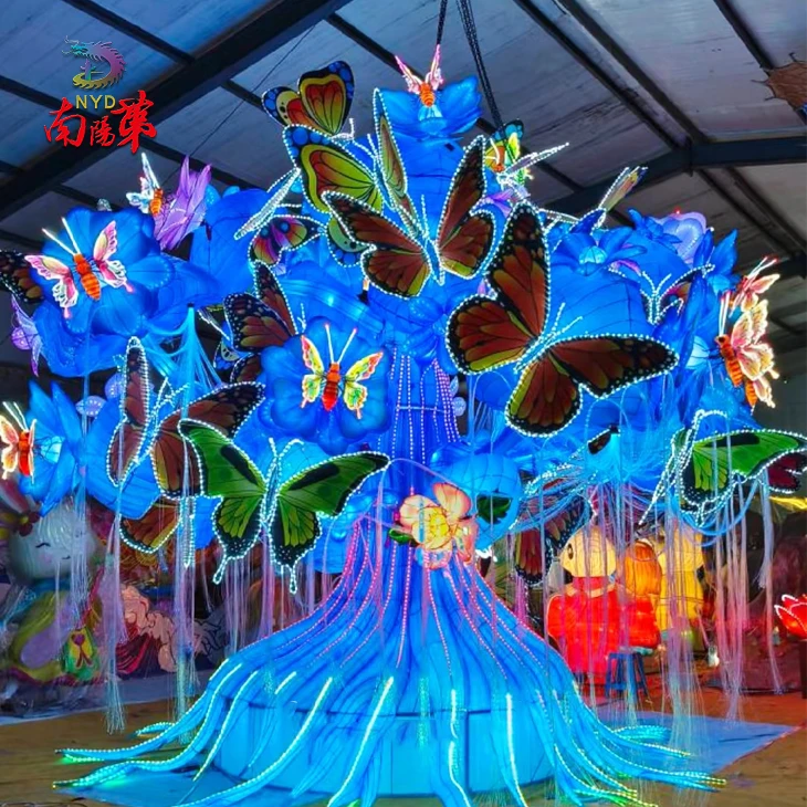 Giant Fabric Lantern Tree With Butterflies factory