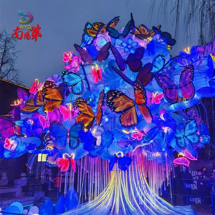 Giant Fabric Lantern Tree With Butterflies